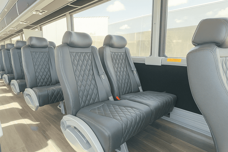 interior of Shoreline Coach Bus Service charter bus