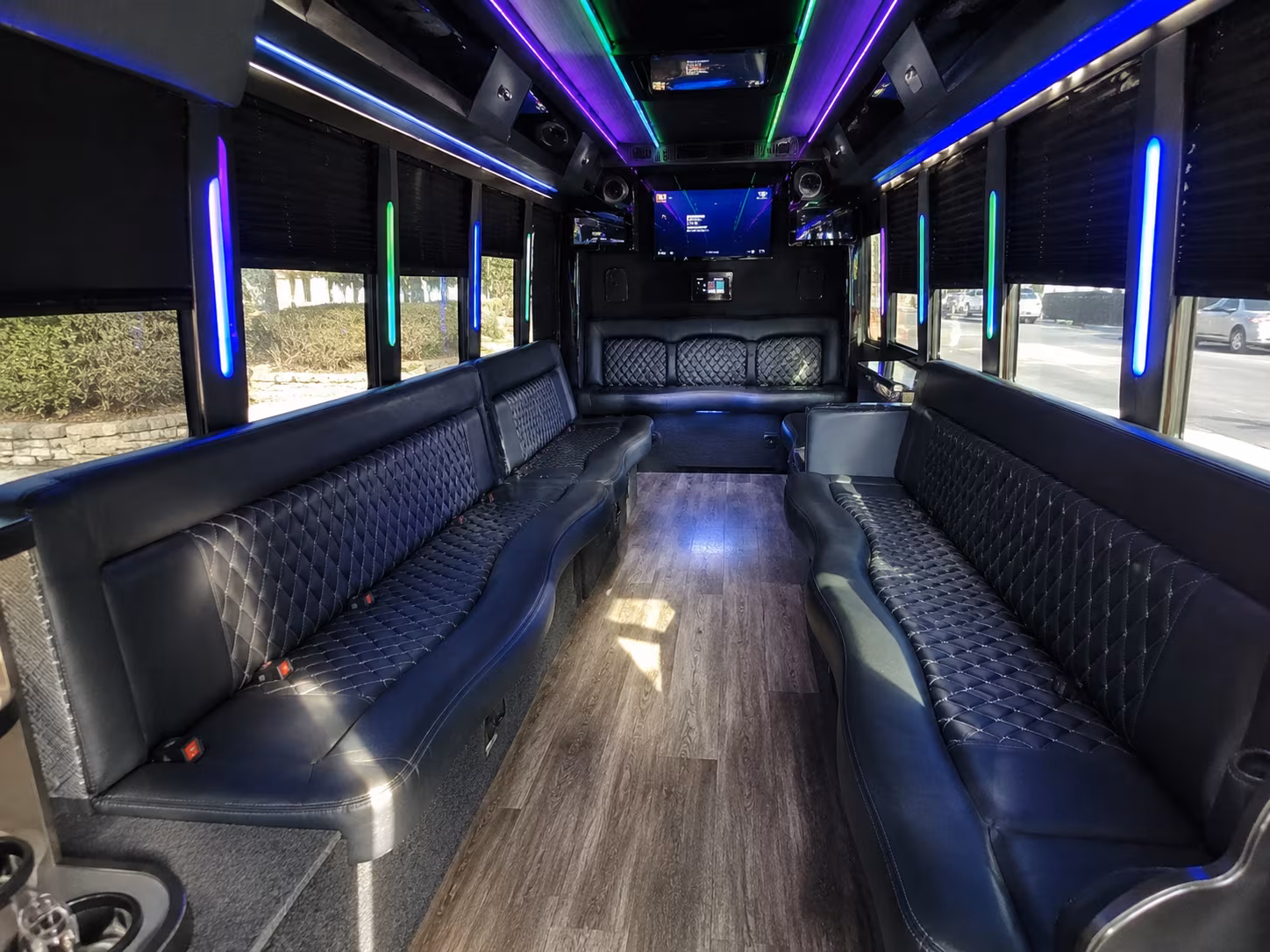 shoreline 15 passenger party bus interior