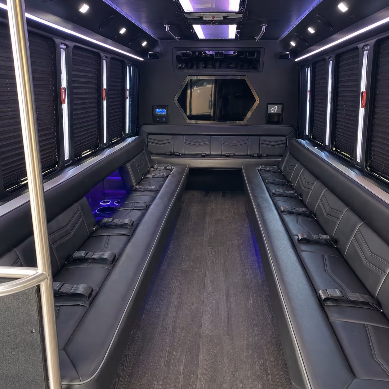 shoreline 18 passenger party bus interior