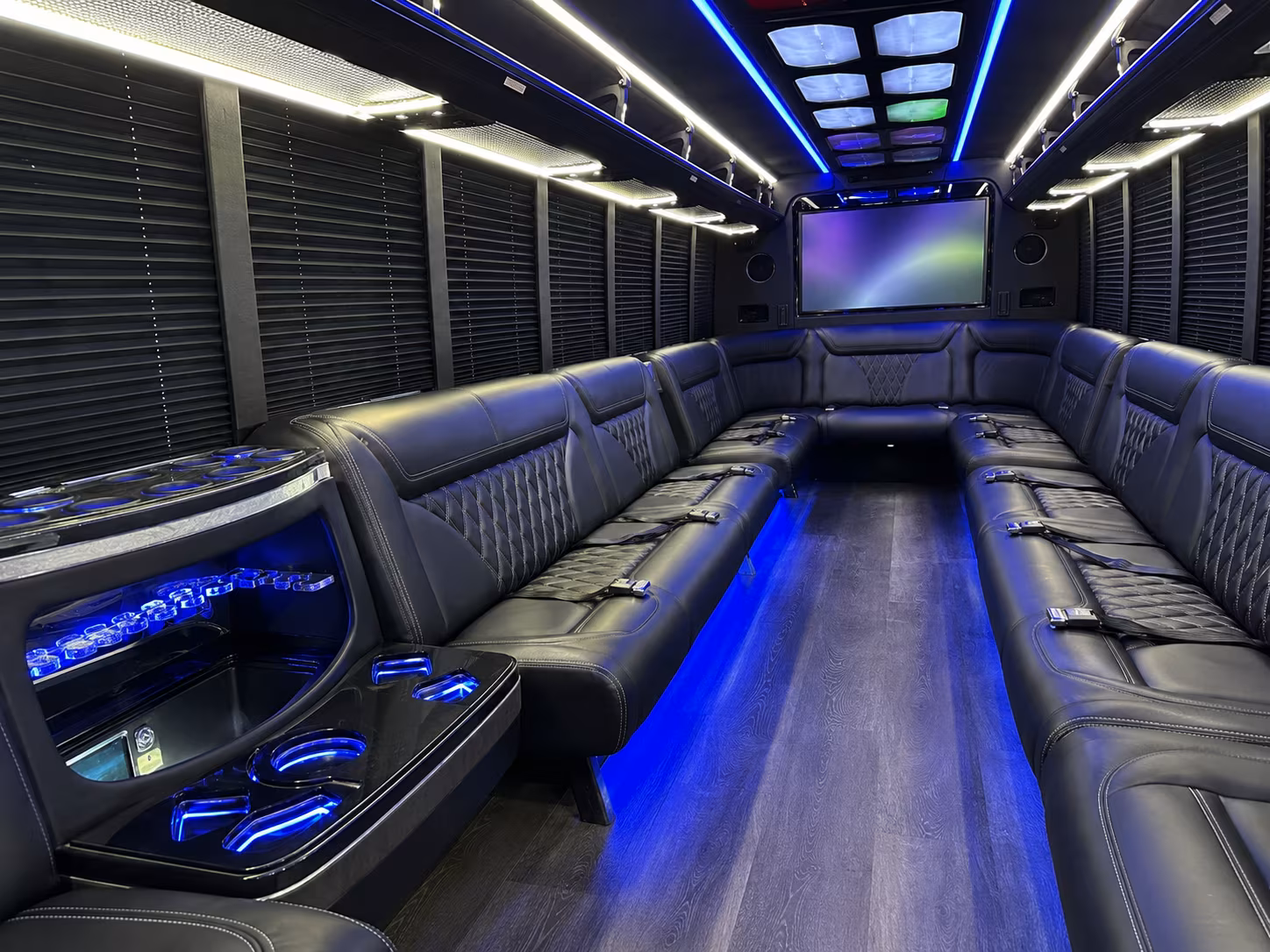shoreline 20 passenger party bus inside