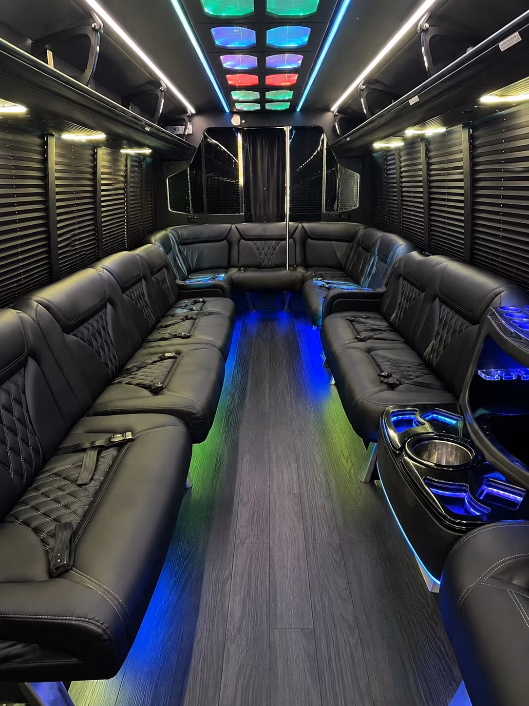 shoreline 20 passenger party bus interior