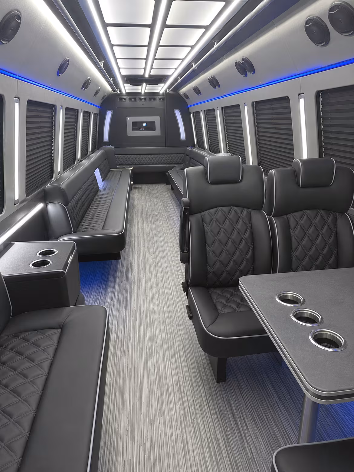 shoreline 25 passenger party bus inside