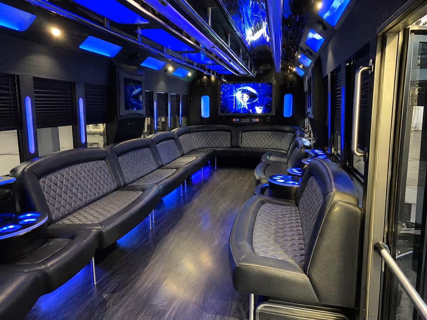 shoreline 28 passenger party bus interior