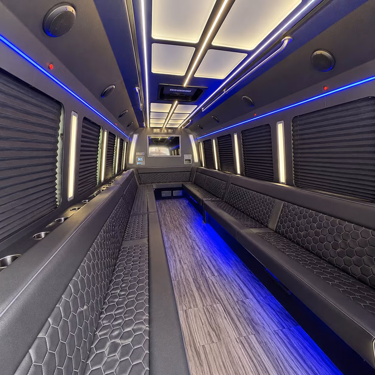 shoreline 30 passenger party bus interior