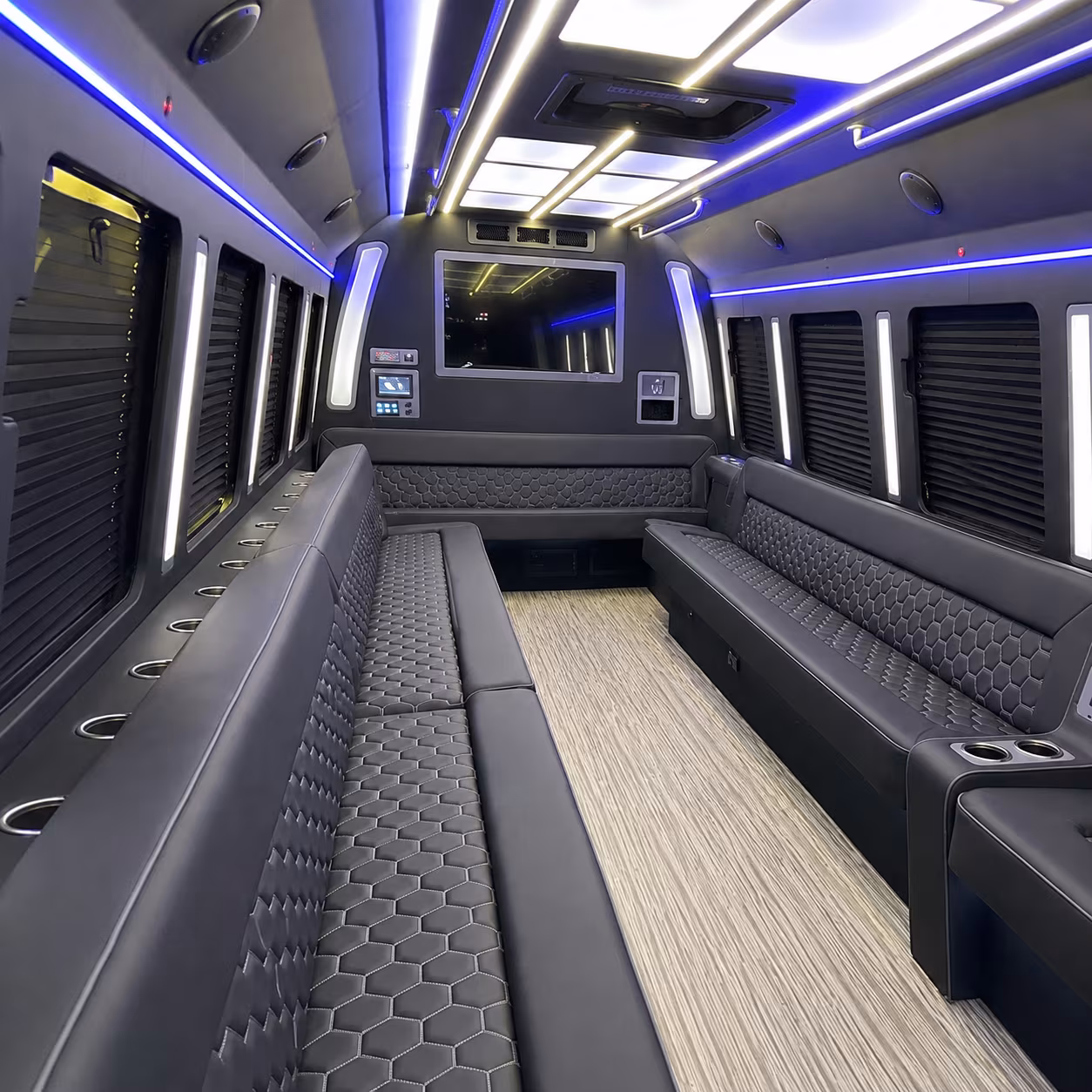 shoreline 40 passenger party bus inside
