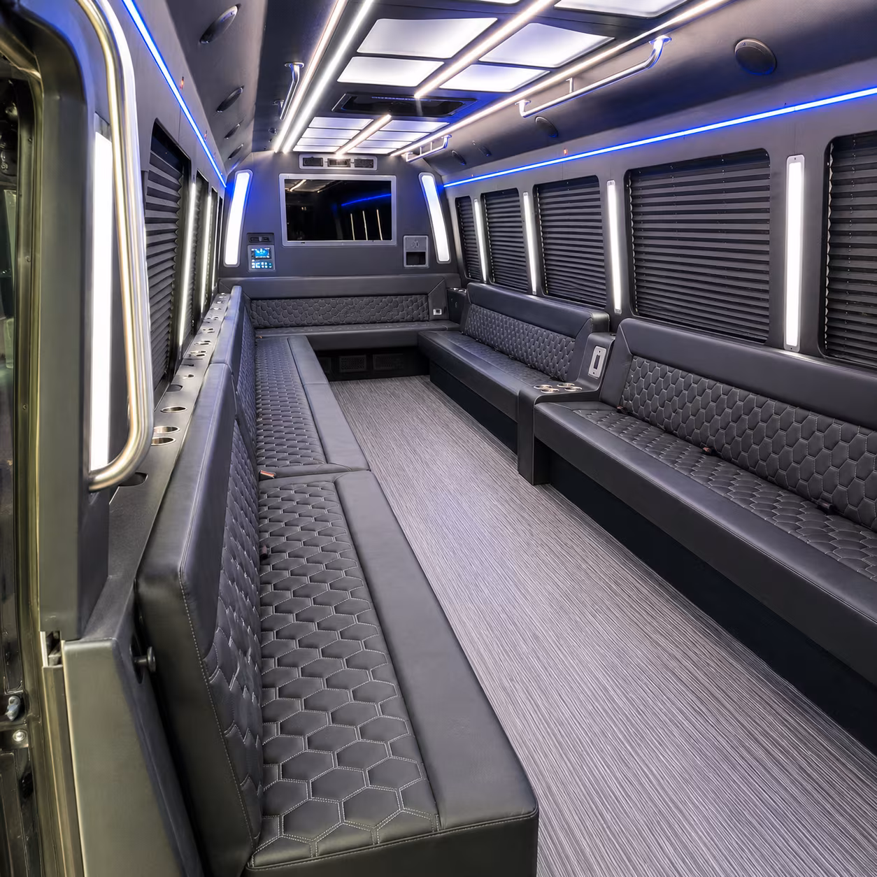 shoreline 40 passenger party bus interior