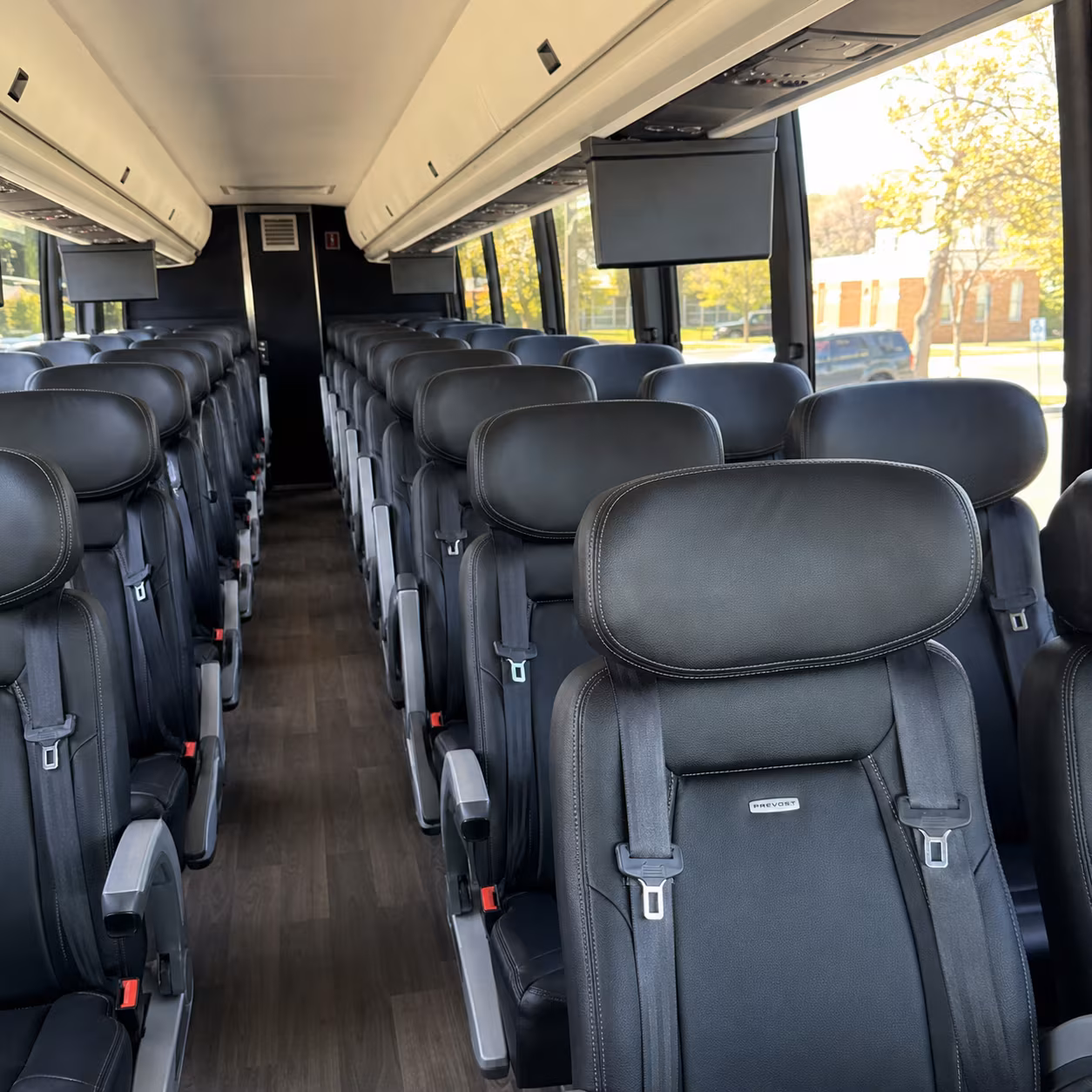 shoreline 56 passenger charter bus inside