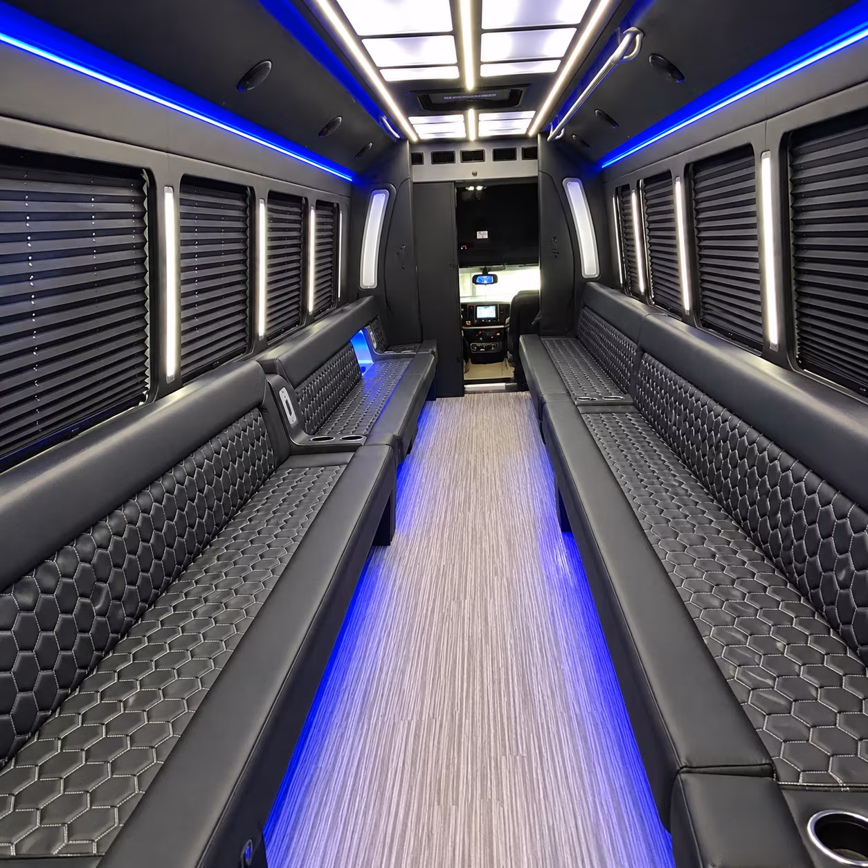 shoreline party bus rental interior